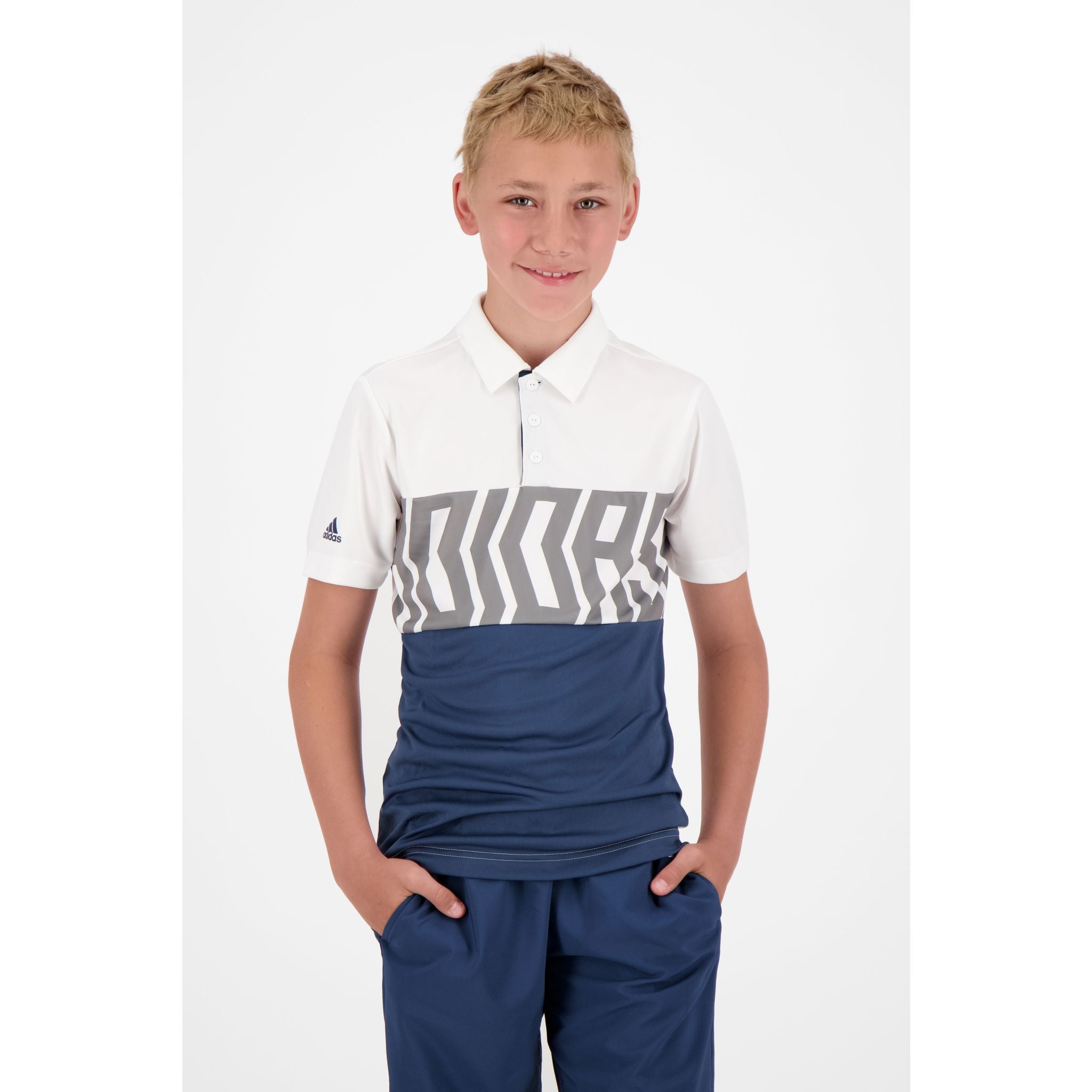 Adidas B Print Color Blocking SS Polo Weiß Herren