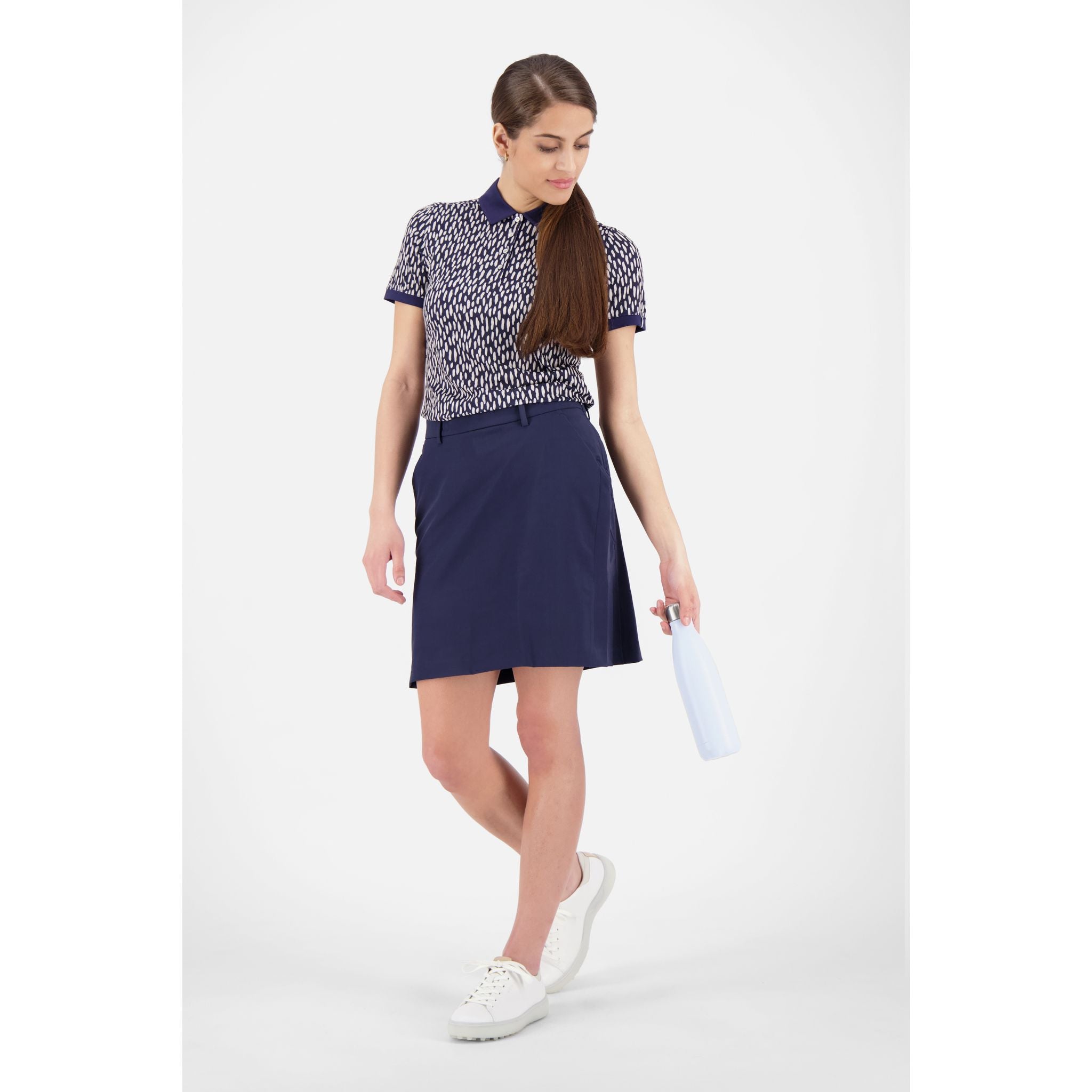 Kjus W Enya Printed SS Polo Atlanta Blau/Silber Fog Damen