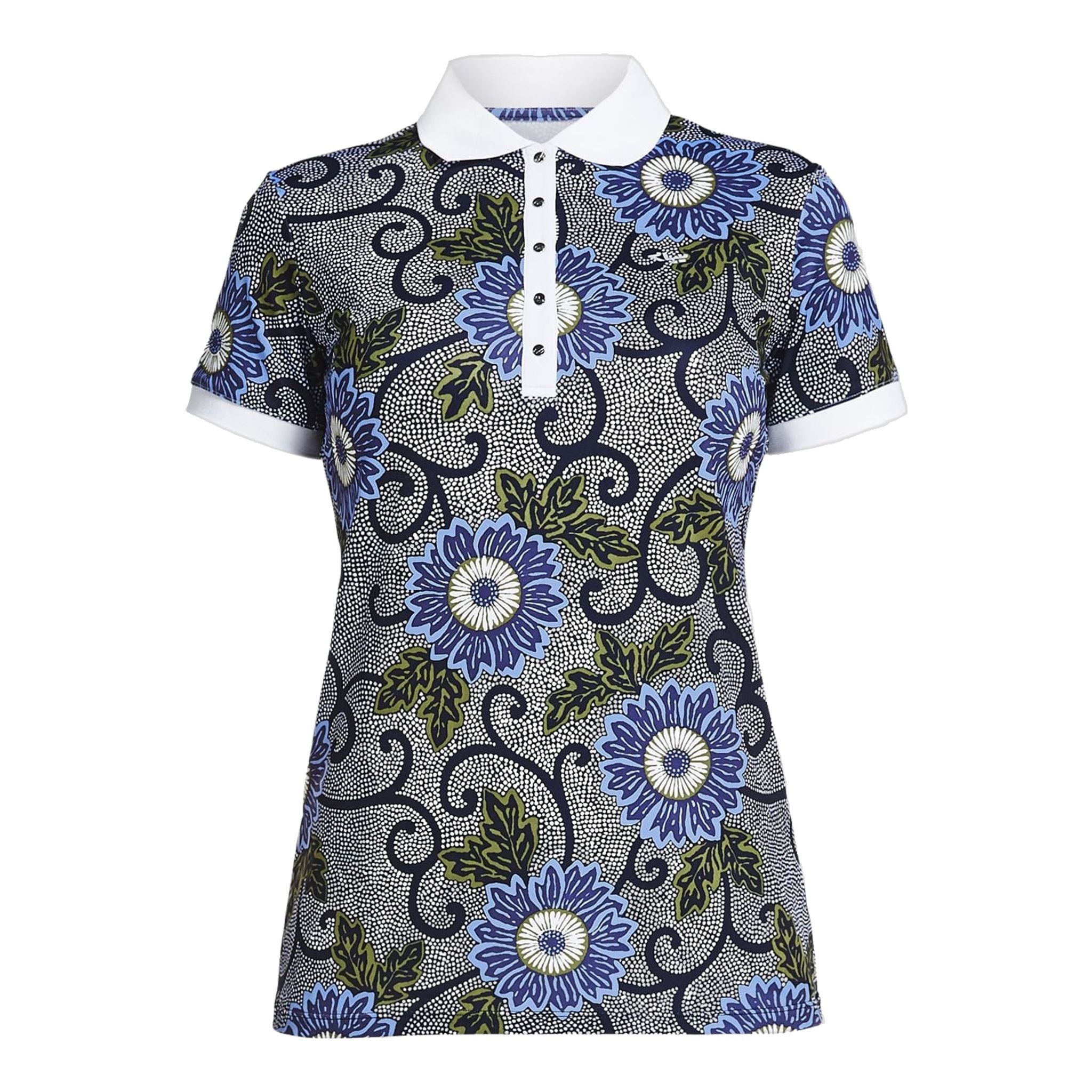 Röhnisch Polo AOP Blau Massai Flower Damen