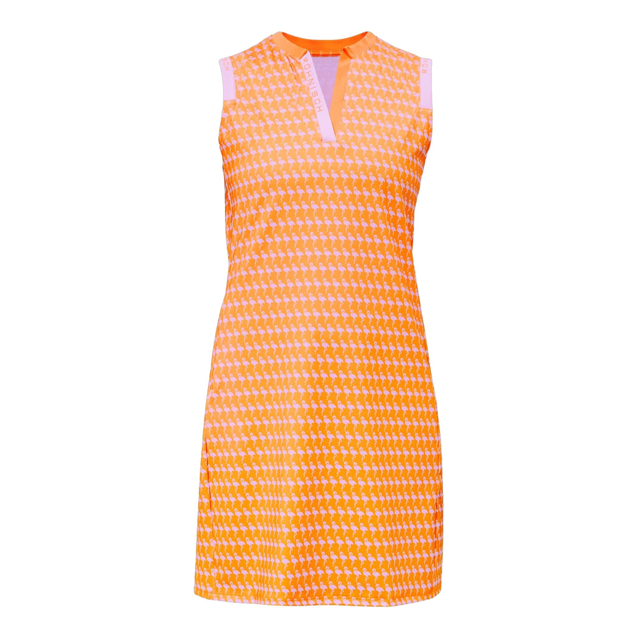 Röhnisch Abby Golf Kleid Damen Flamingo Aop Orange Ärmellos Damen