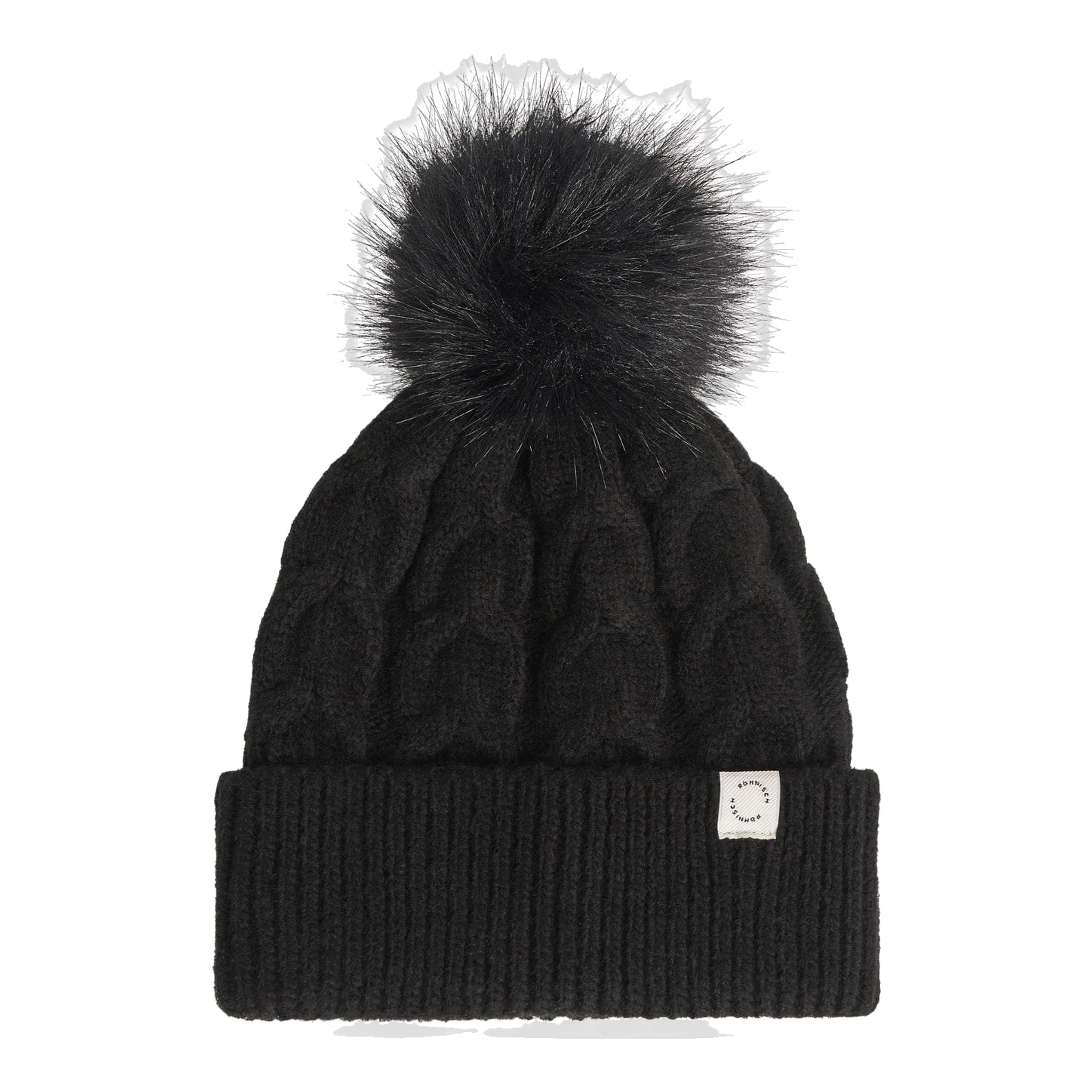 Röhnisch W Haube Pom Braid Schwarz Damen