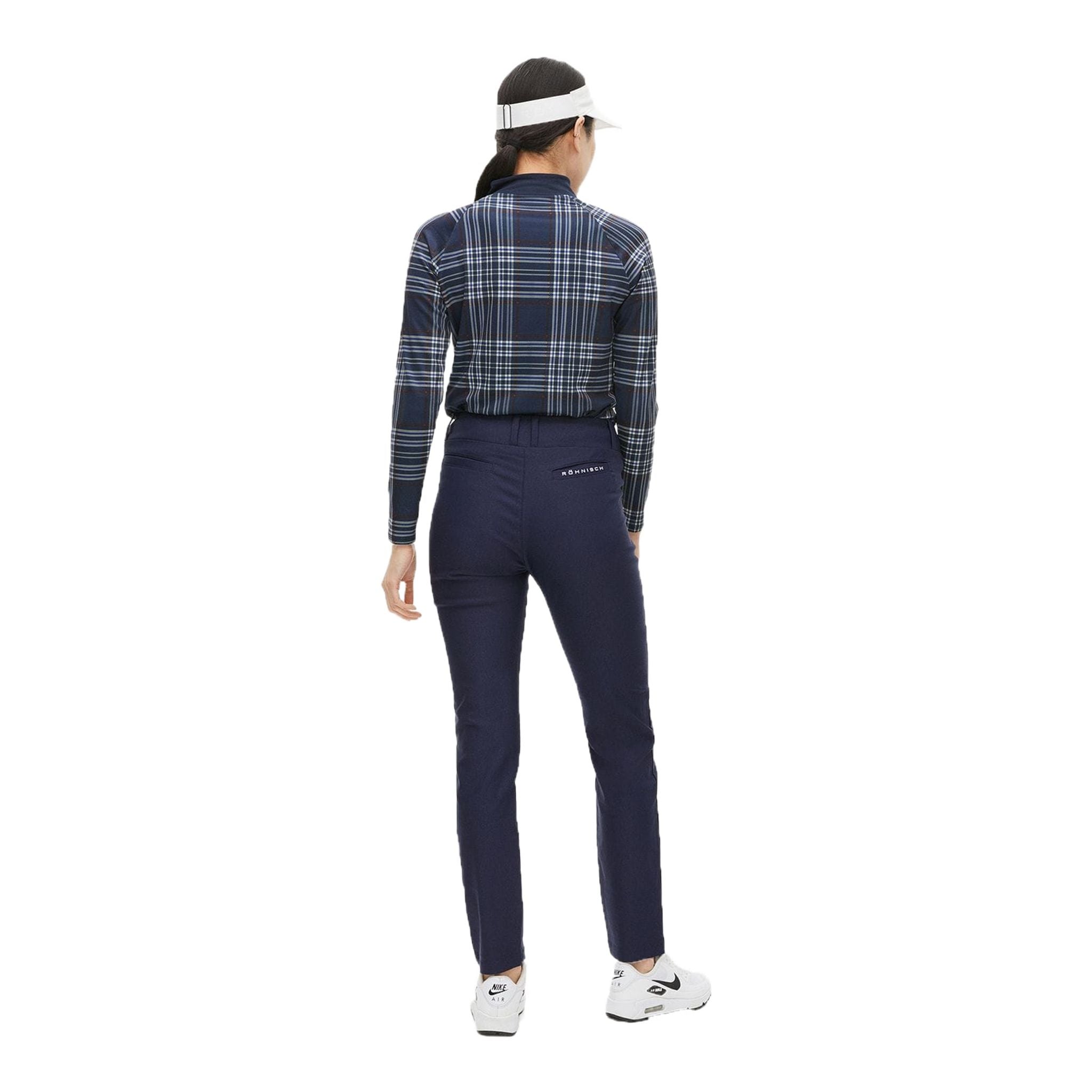 Röhnisch Elle Golf Polo Langarm Navy Check Damen Damen