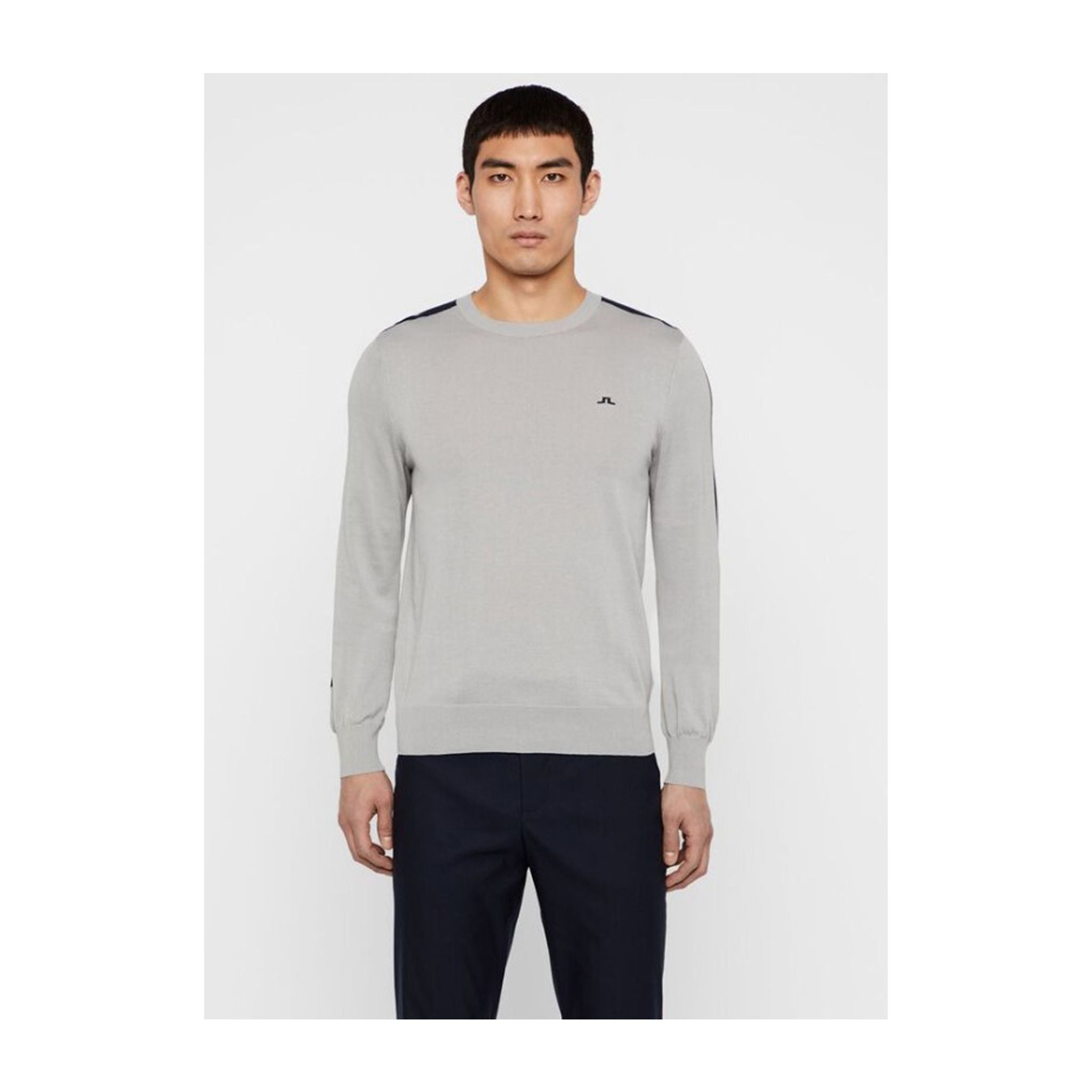 J. Lindeberg Sweater Kevin Crew Neck-Pima Cotton Grau Herren