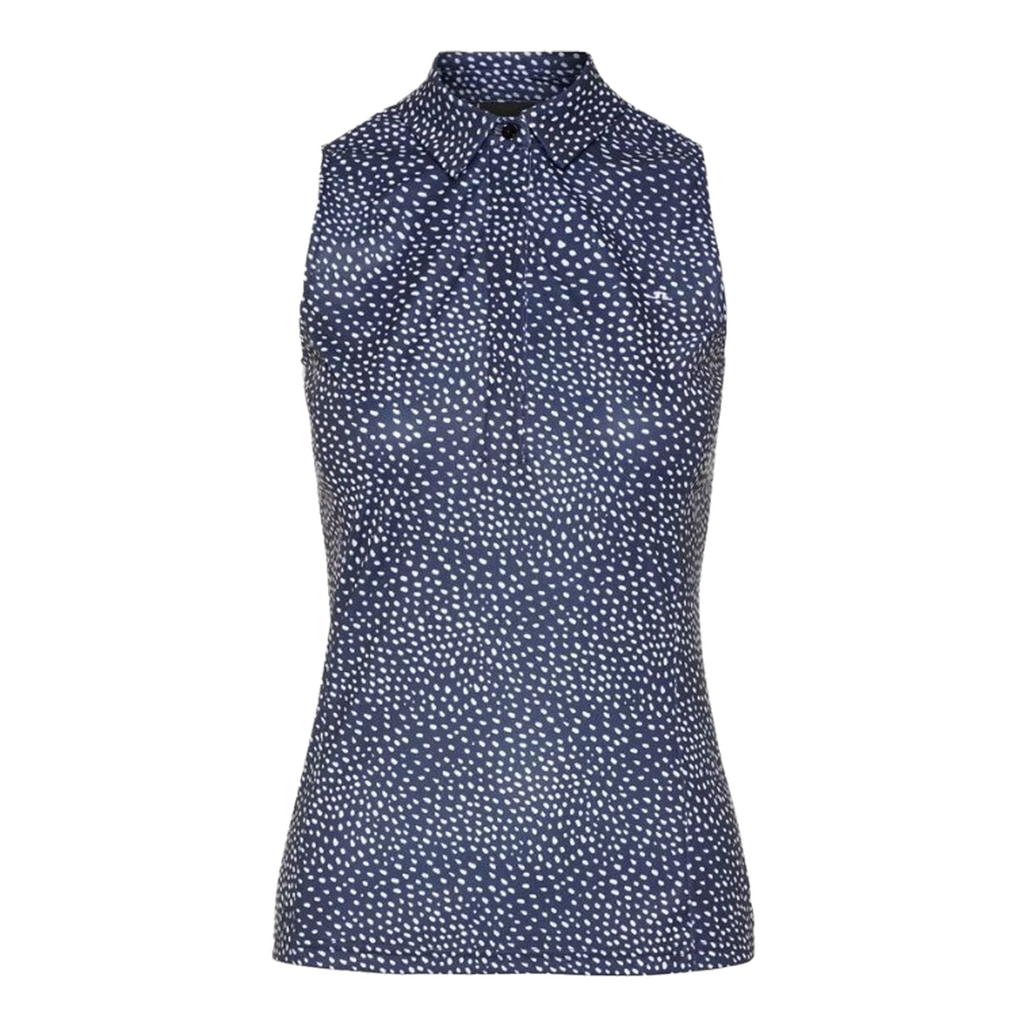 J. Lindeberg W Dena Print-TX Jersey SL Polo White Dot Damen