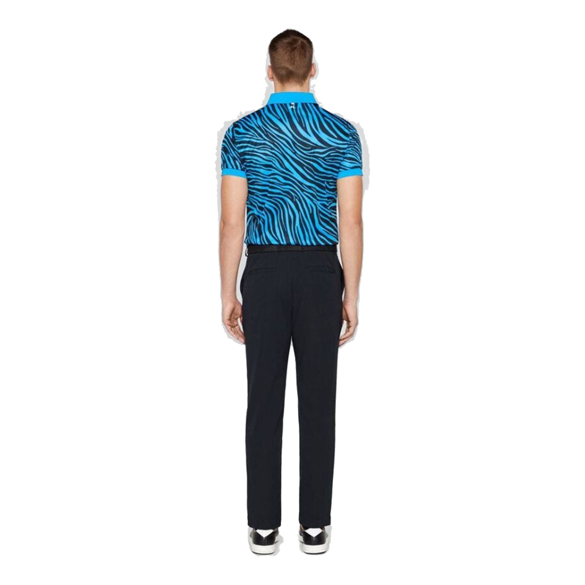 J. Lindeberg M Tour Tech Print Slim Fit-TX Polo Zebra Worl Blu Herren