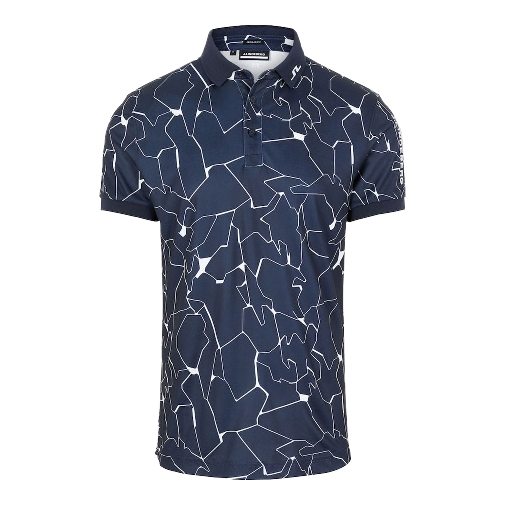 J. Lindeberg M Tour Tech Reg Fit Print SS Polo Slit Navy Herren