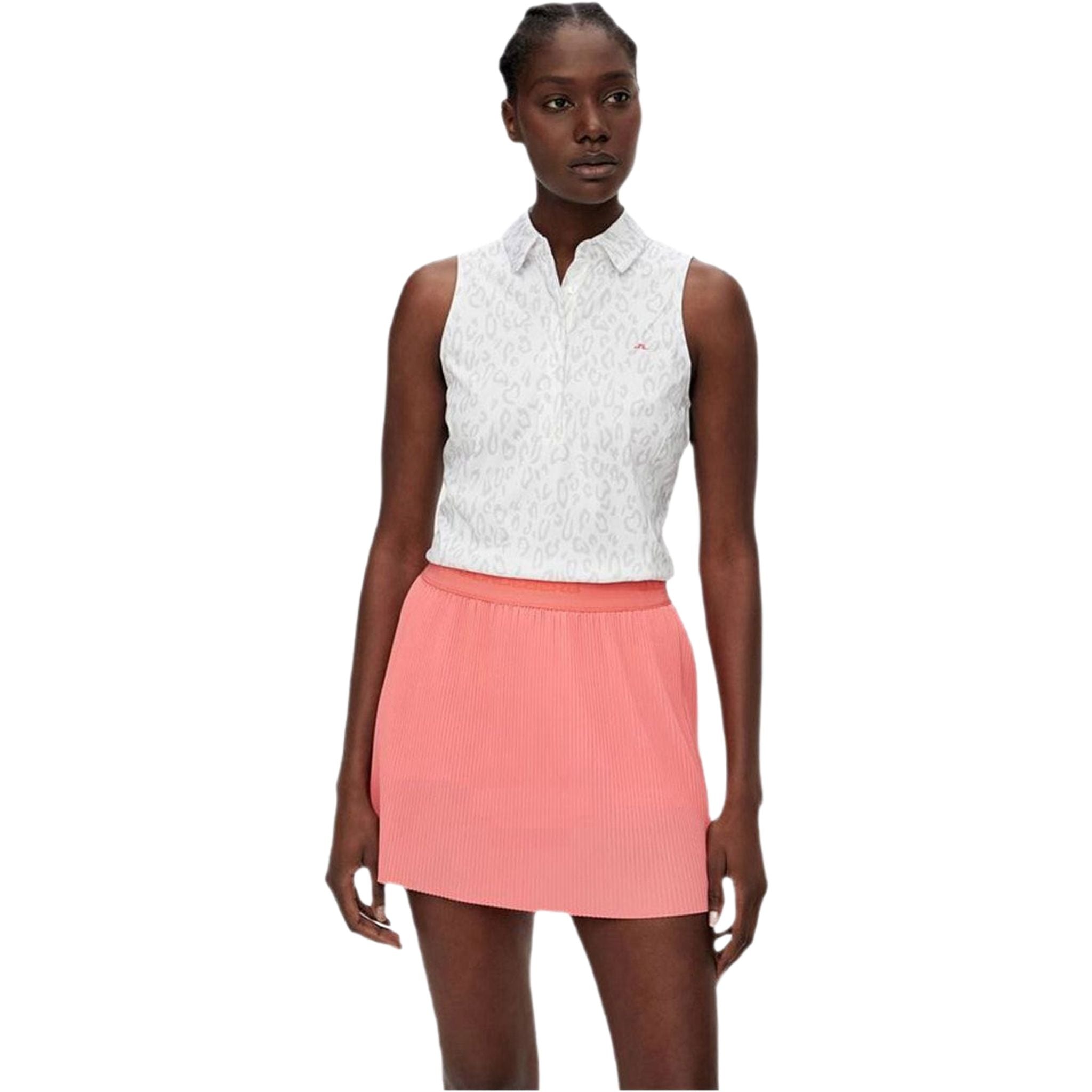 J. Lindeberg W Dena Polo SL Print Animal Grey White Damen