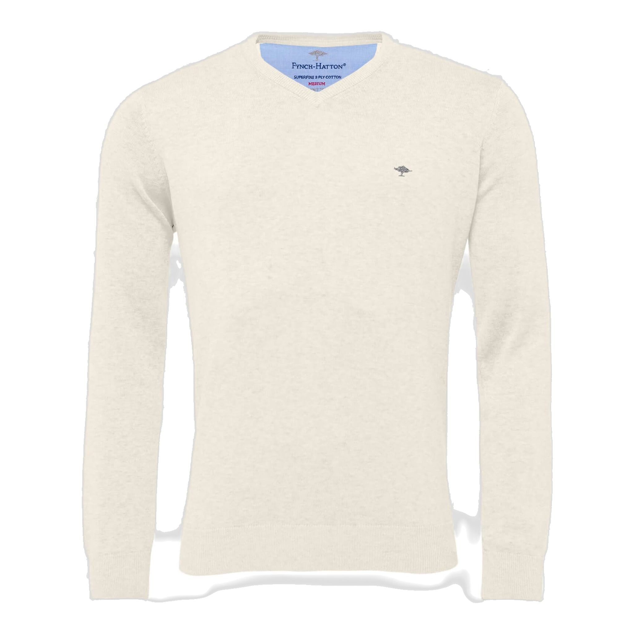Fynch Hatton V-Neck Superfine Golf Pullover Herren Offwhite Herren