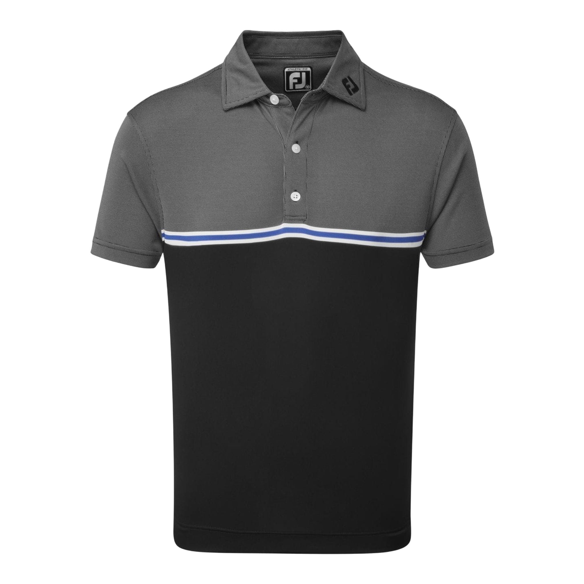 Footjoy M Jacquard Top Colour Block SS Polo Black Herren