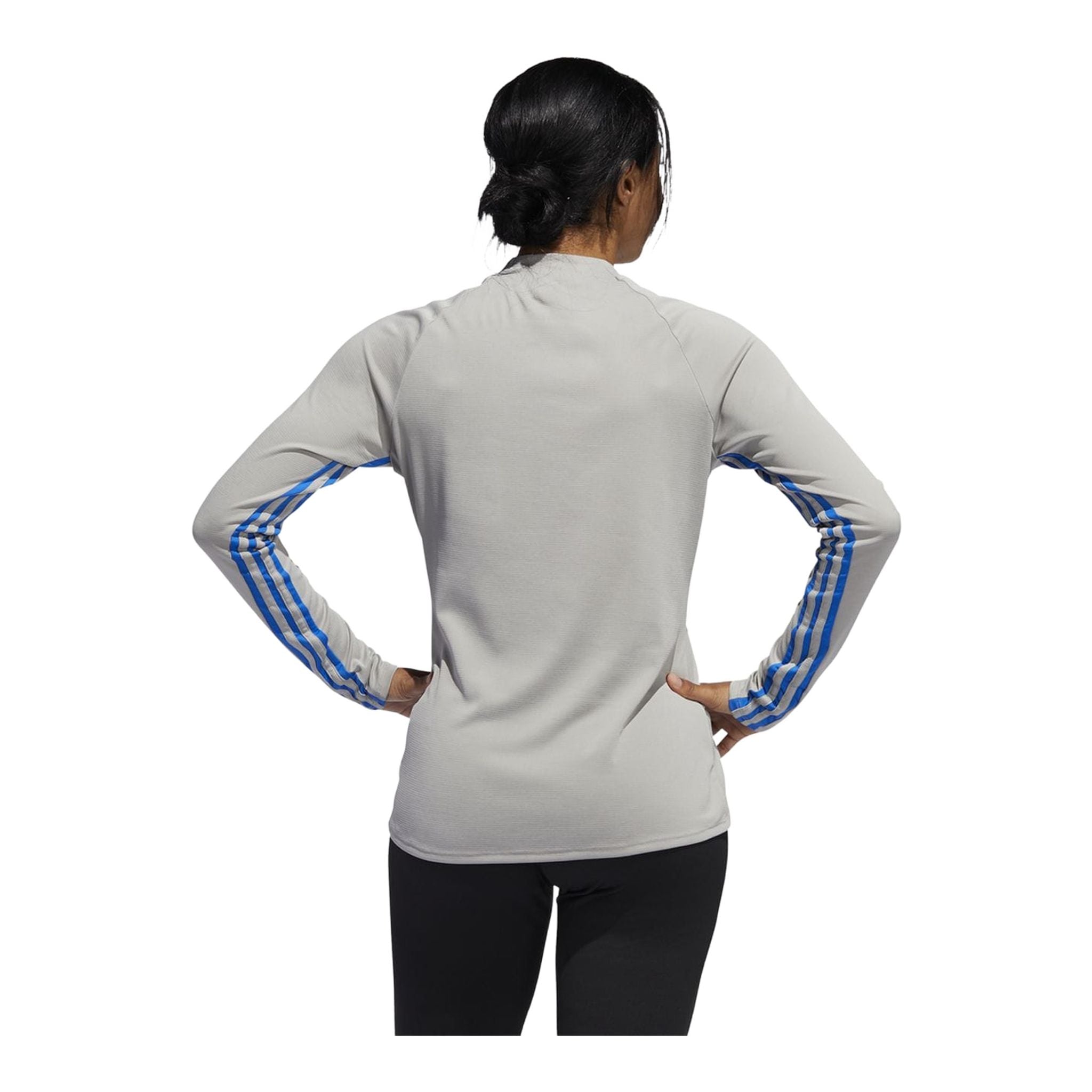 Adidas W Layer UPF Three Stripe Micro Mock Grau Damen