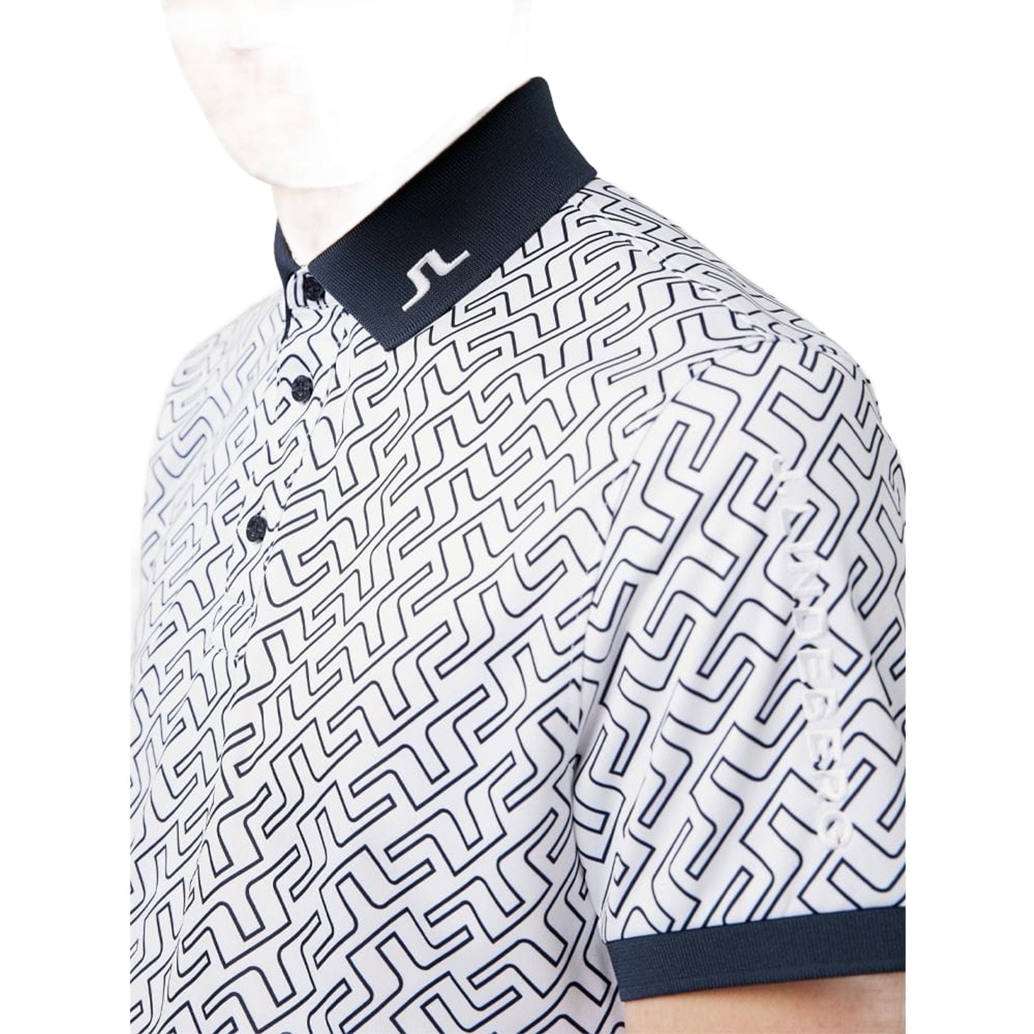 J. Lindeberg M Tour Tech Reg Fit Print Polo JL Navy Bridge Mono Herren