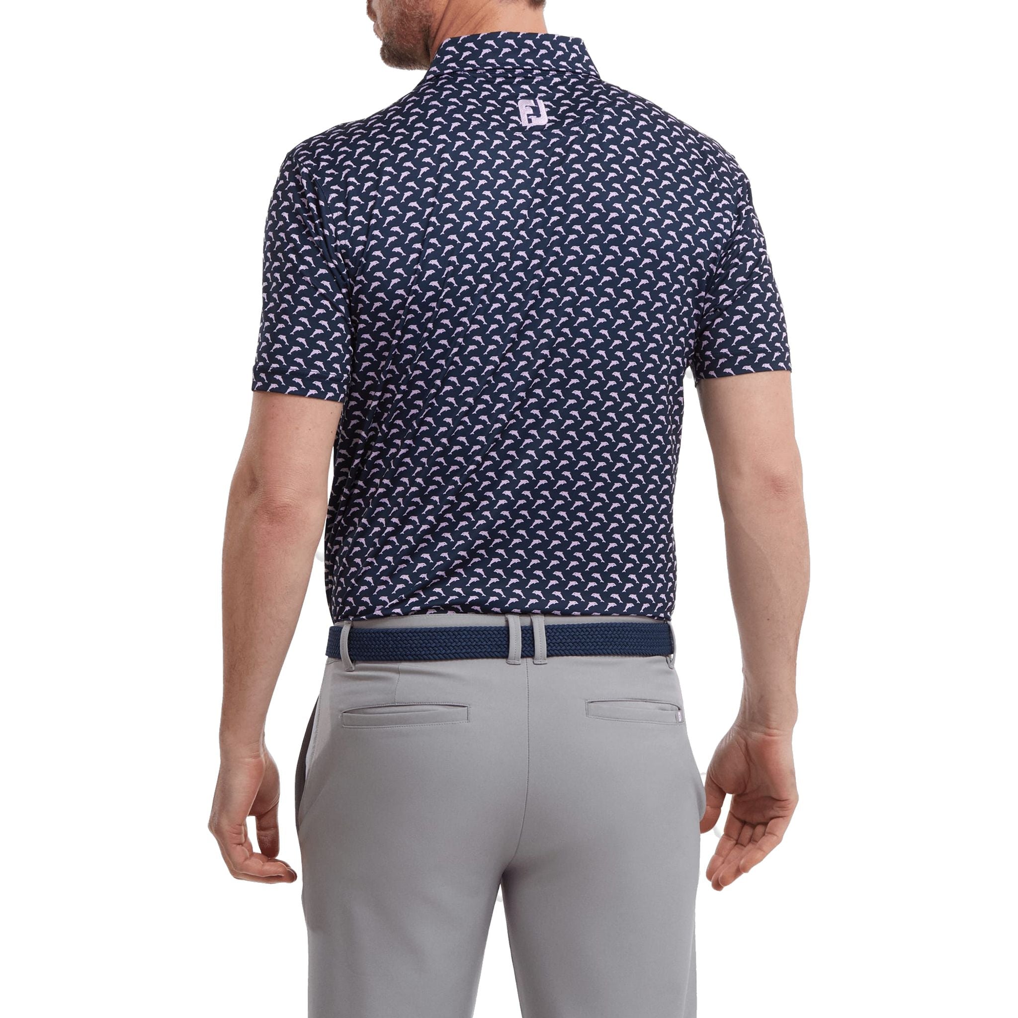 Footjoy Leaping Dolphins Polo Print Lisle Herren