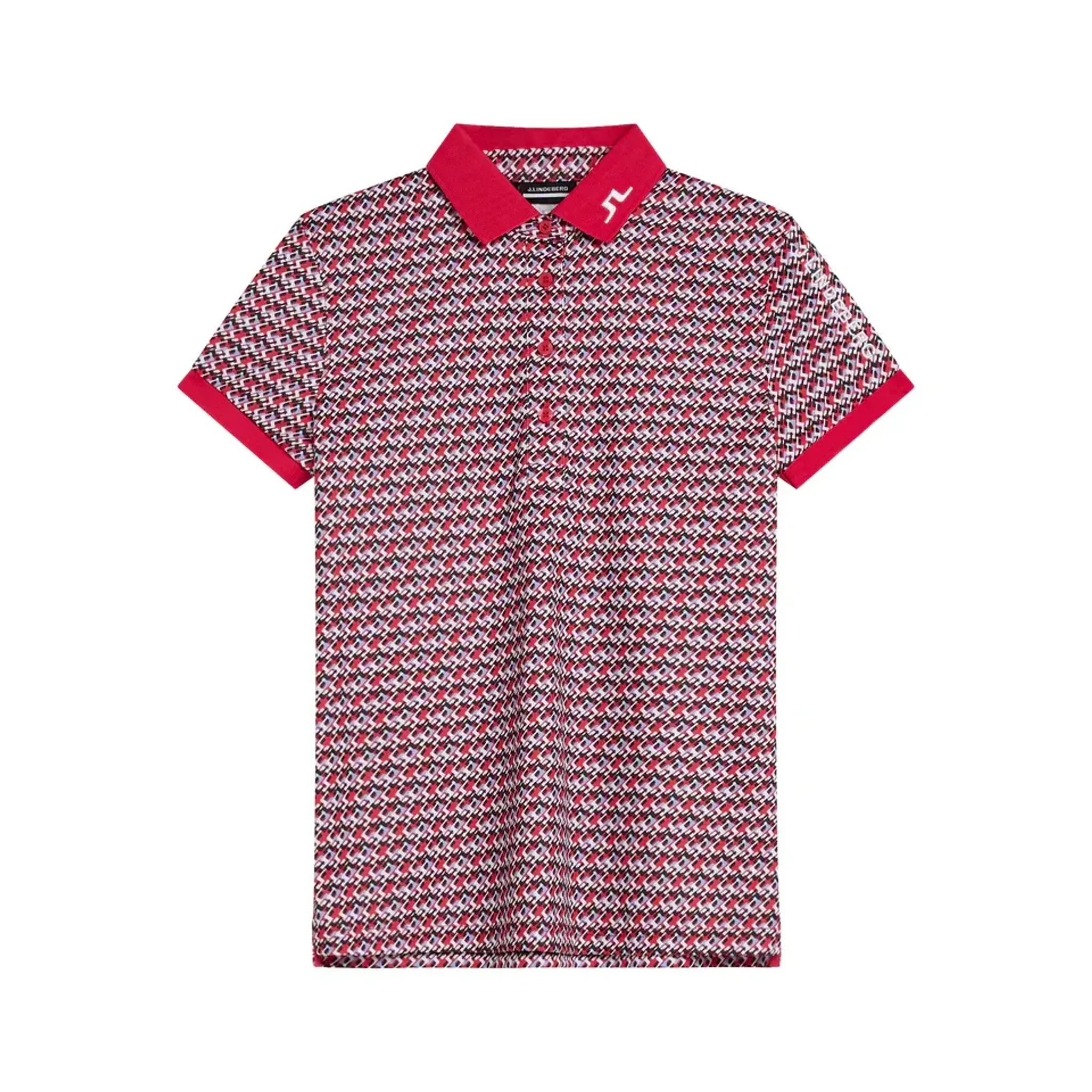 J. Lindeberg Tour Tech Print Polo Dámske JLMicro Bridge Rose Red Dámske