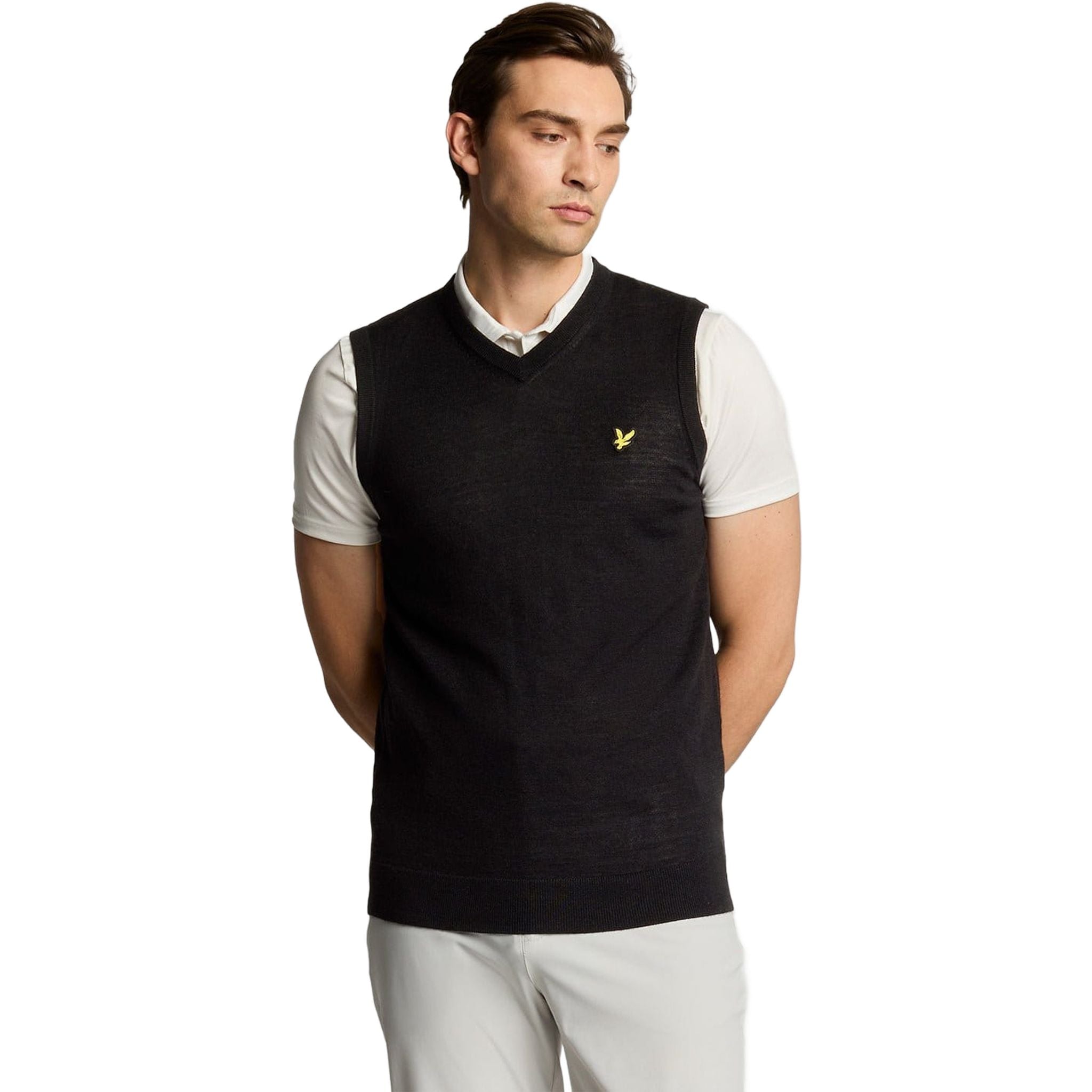 Lyle & Scott Merino Blend Knitted V-Neck Vest Herren