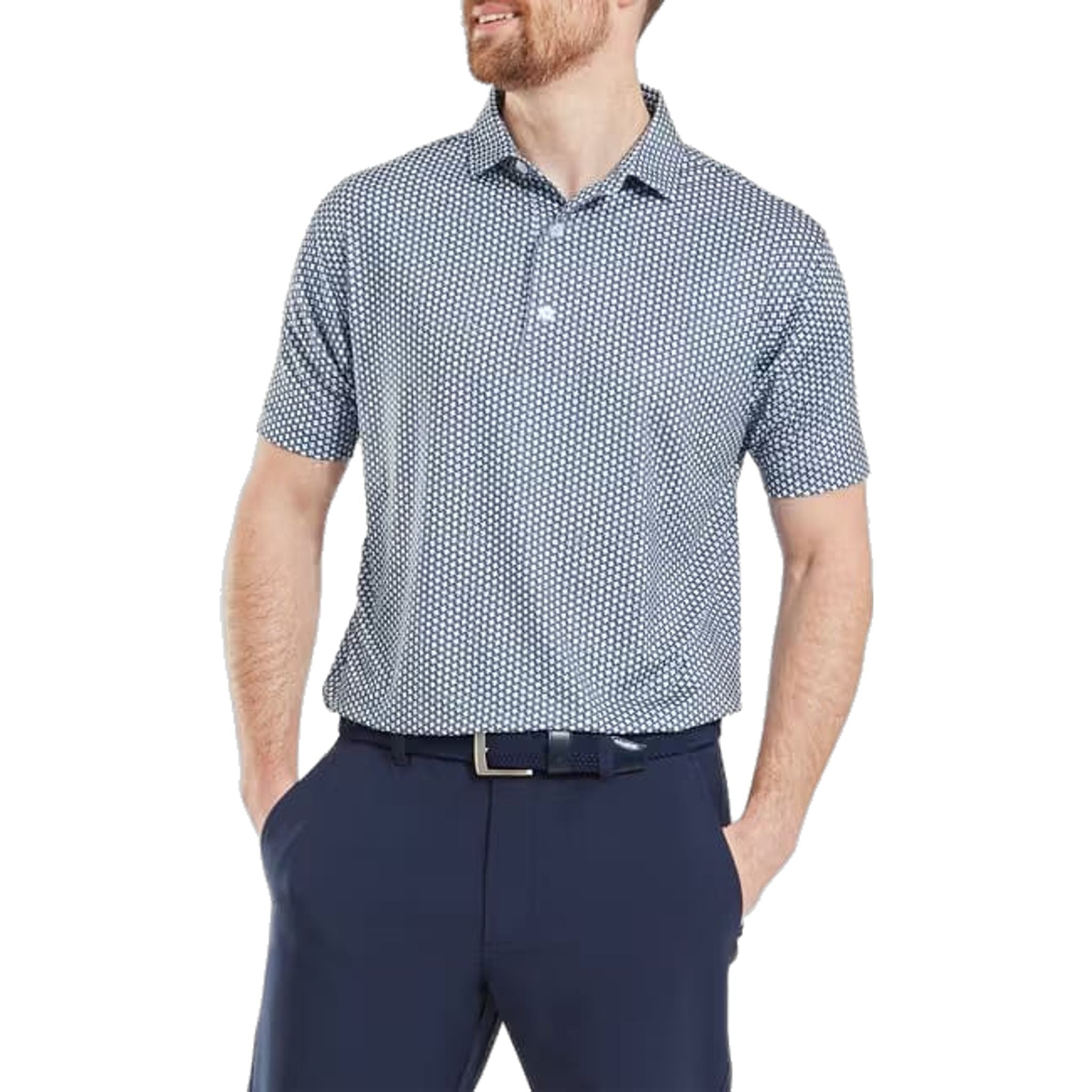 Footjoy Houndstooth Geo Lisle Polo Herren