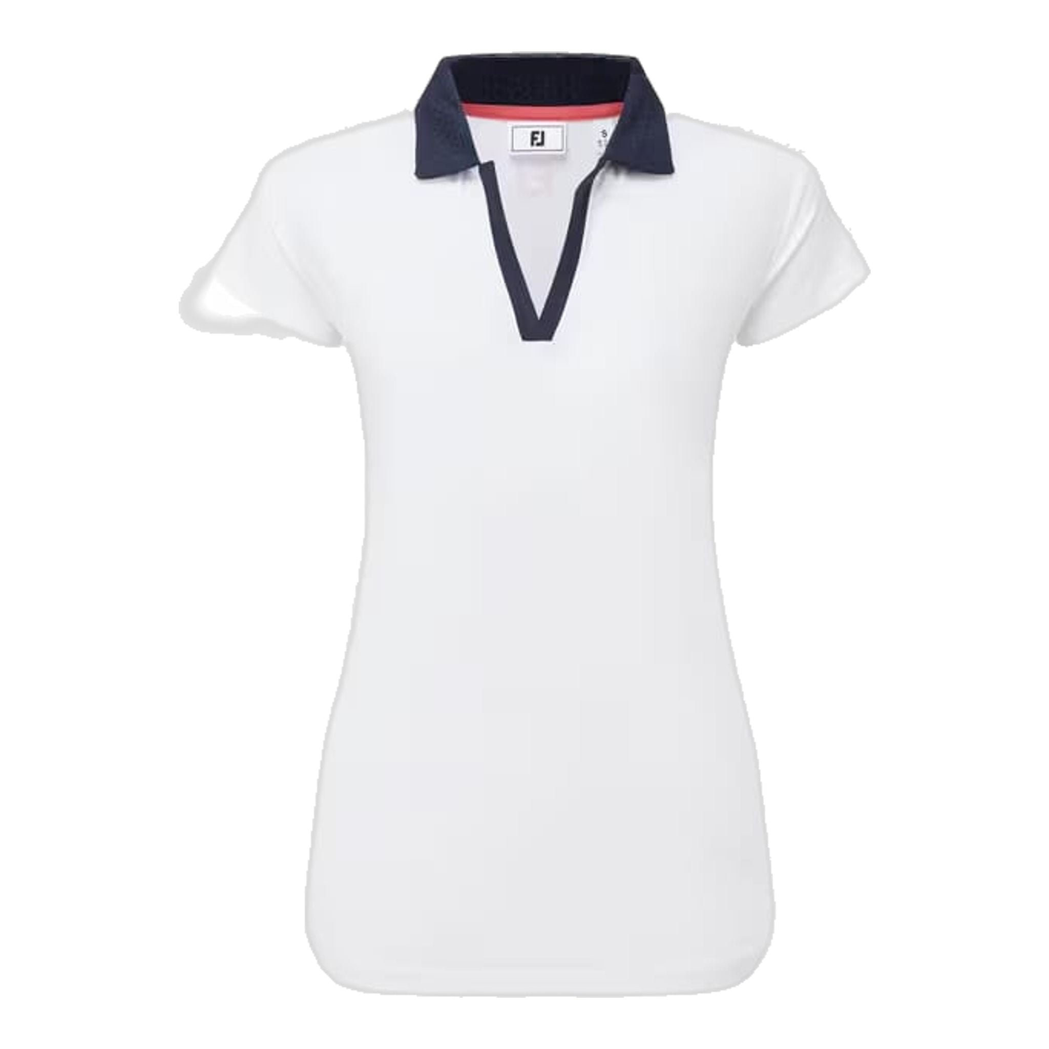 Footjoy Cap Sleeve Print Trim Lisle Polo Damen