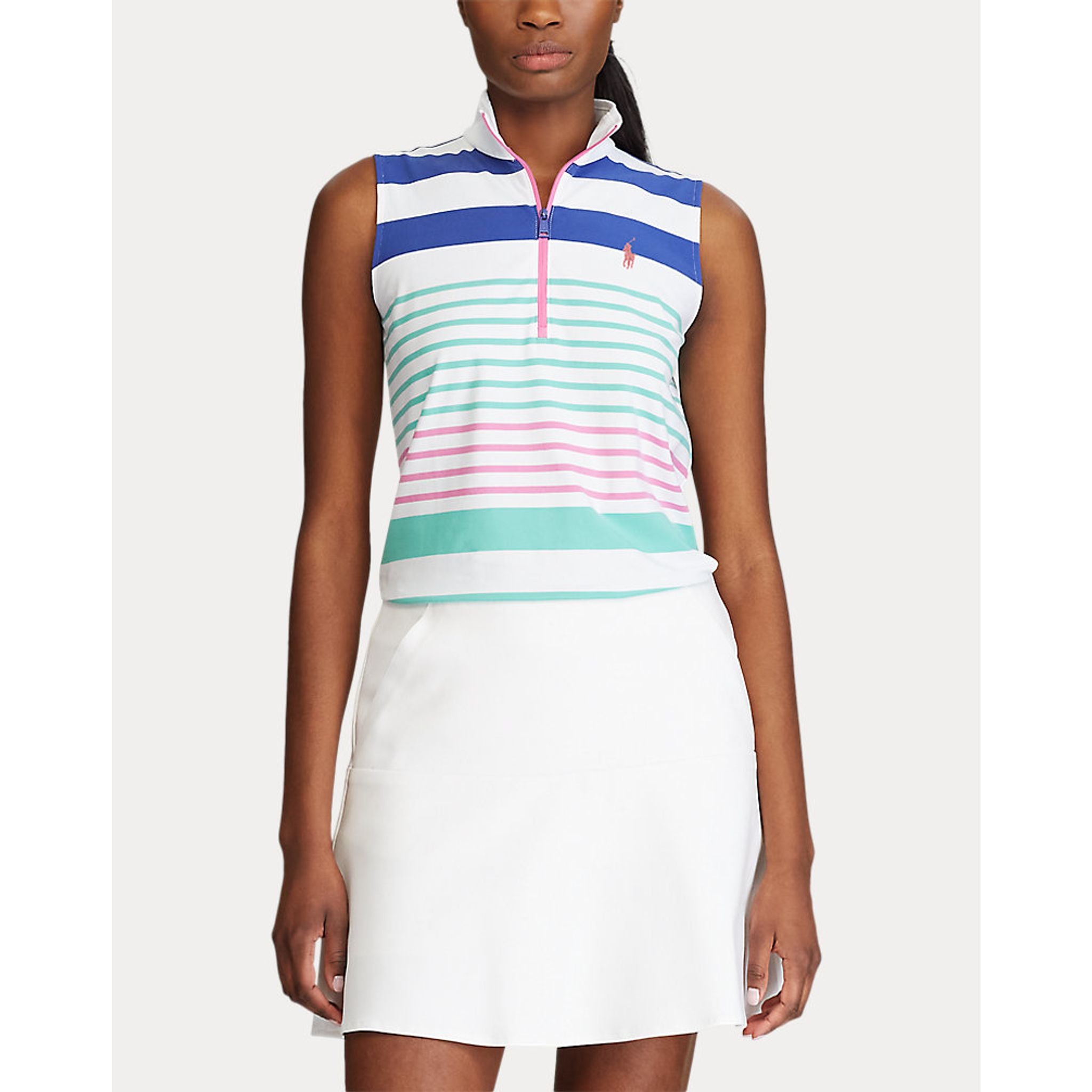 Ralph Lauren S/L Zip Frntsleevelessknit Golfpolo Damen