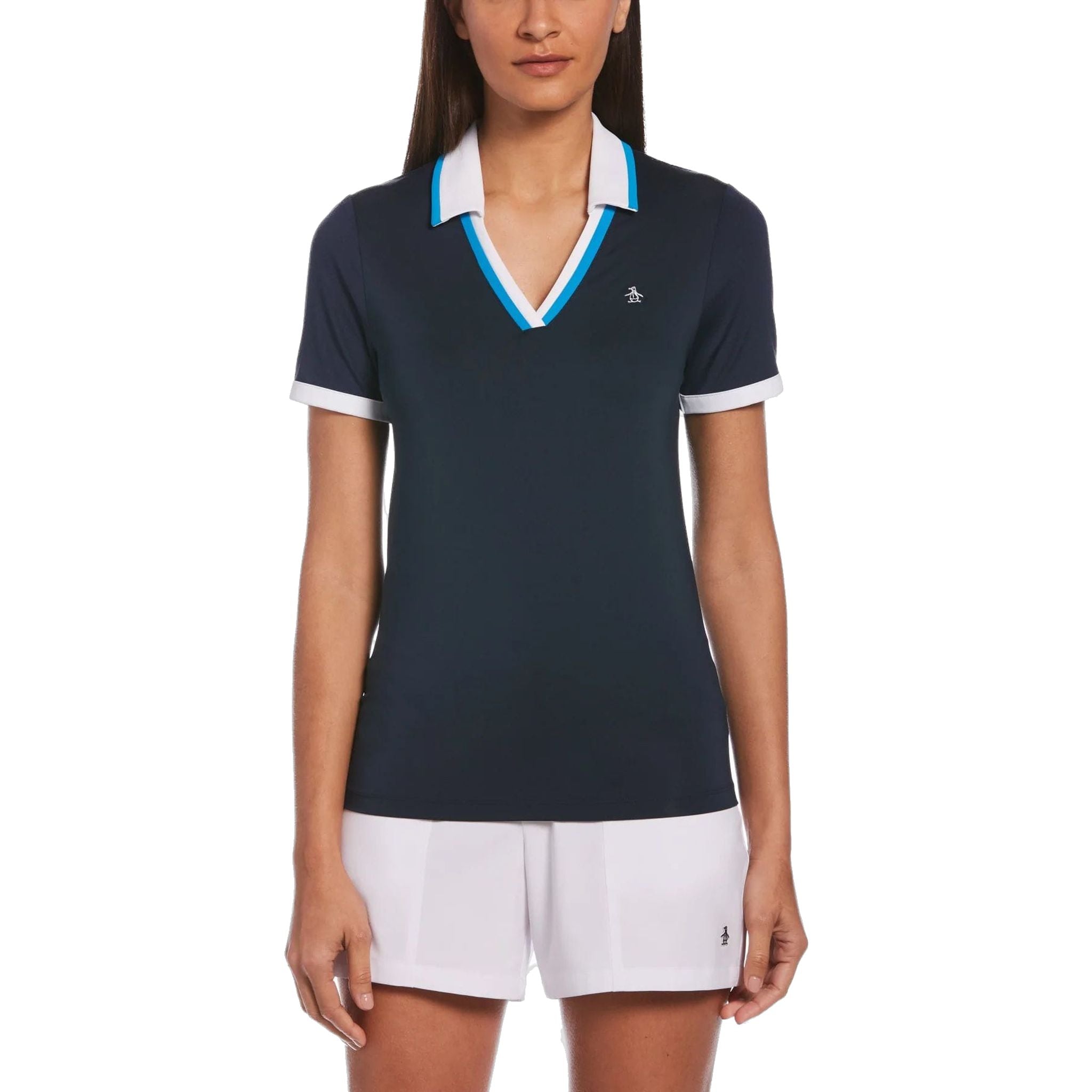 Original Penguin Mesh V-Neck Polo Damen