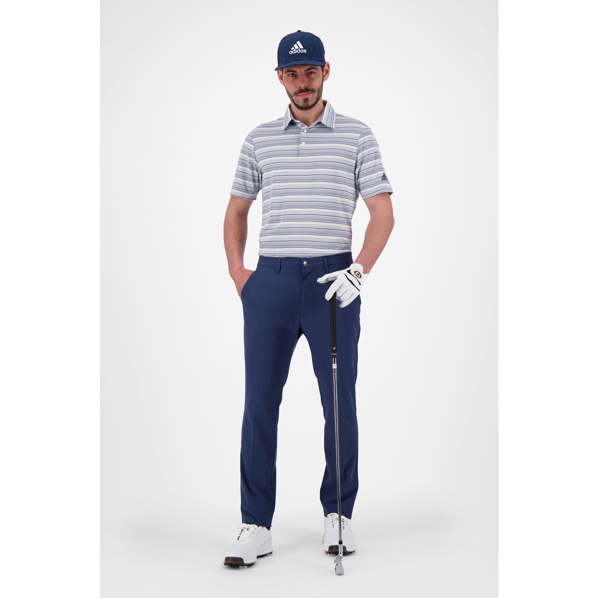 Adidas Heather Snap SS Polo Navy/Weiß Herren