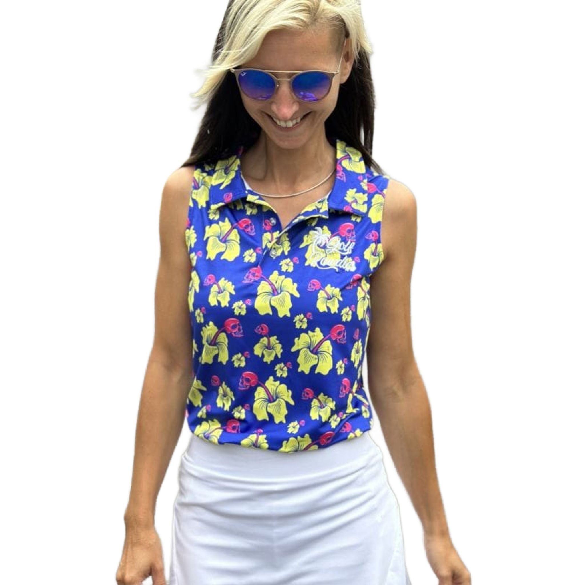 Golf Rowdies Flower Skull Polo Damen