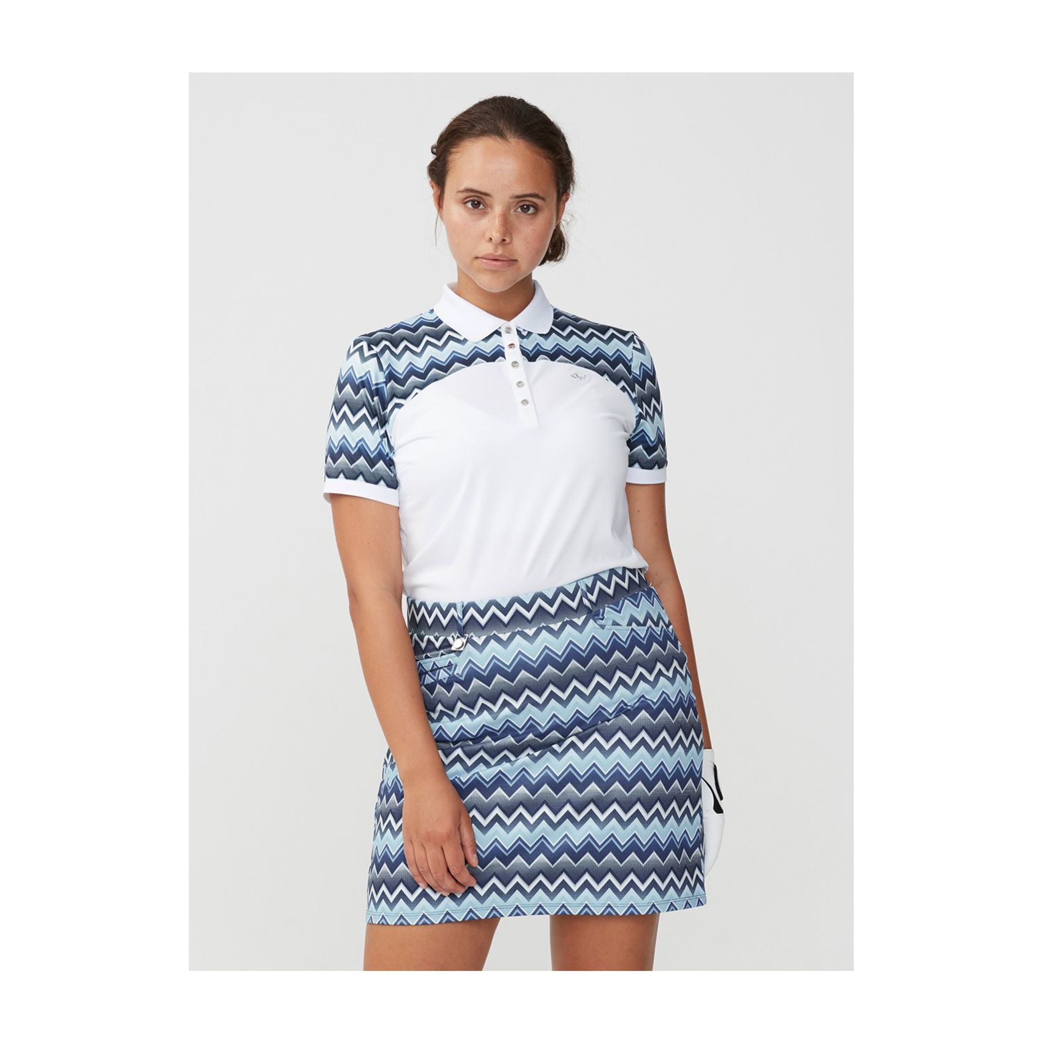 Röhnisch Element Block Polo Zigzag Blue Damen