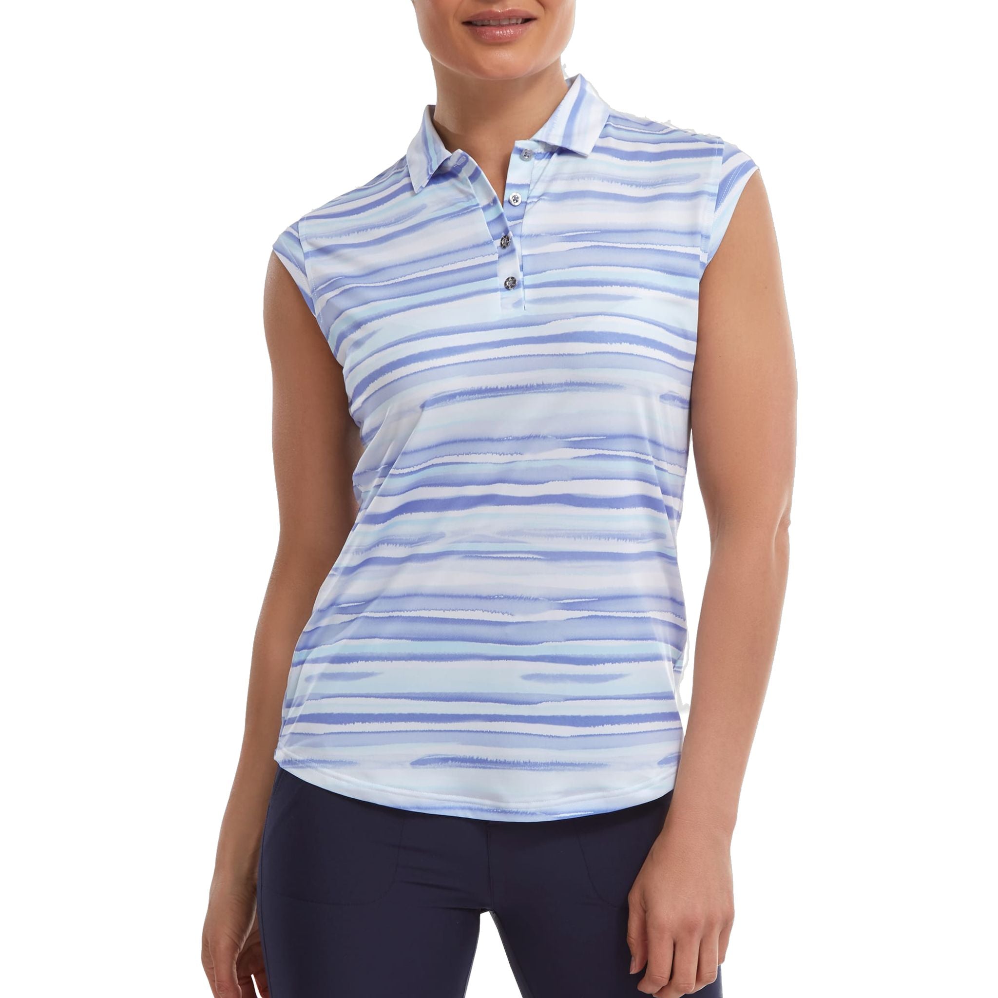 Footjoy Cap Sleeve Watercolour Print Lisle Polo Damen