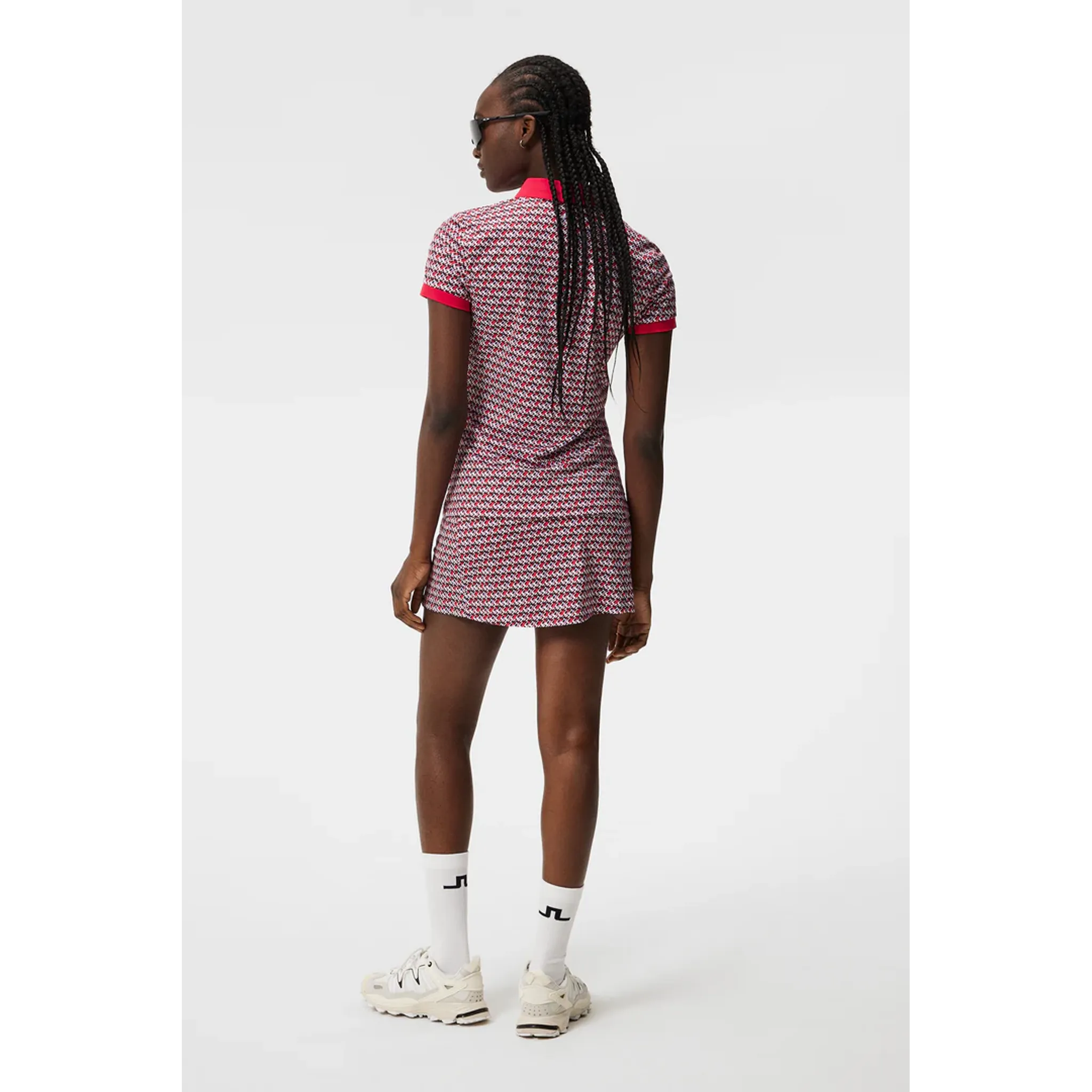 J. Lindeberg Tour Tech Print Polo Dámske JLMicro Bridge Rose Red Dámske