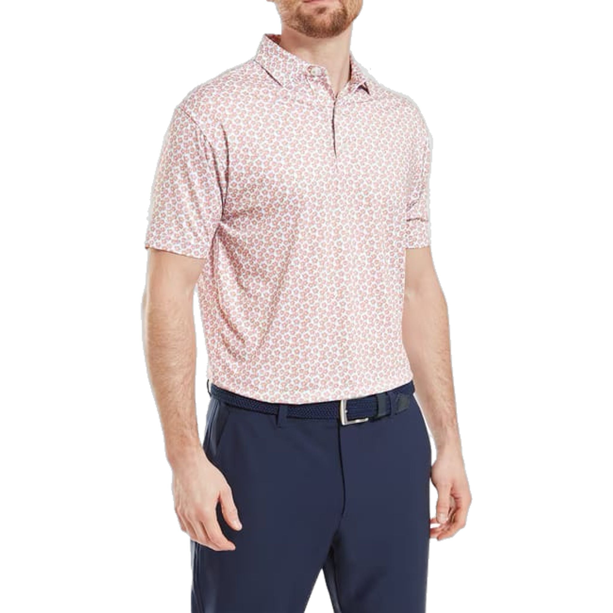 Footjoy Floral Sketch Print Lisle Polo Herren