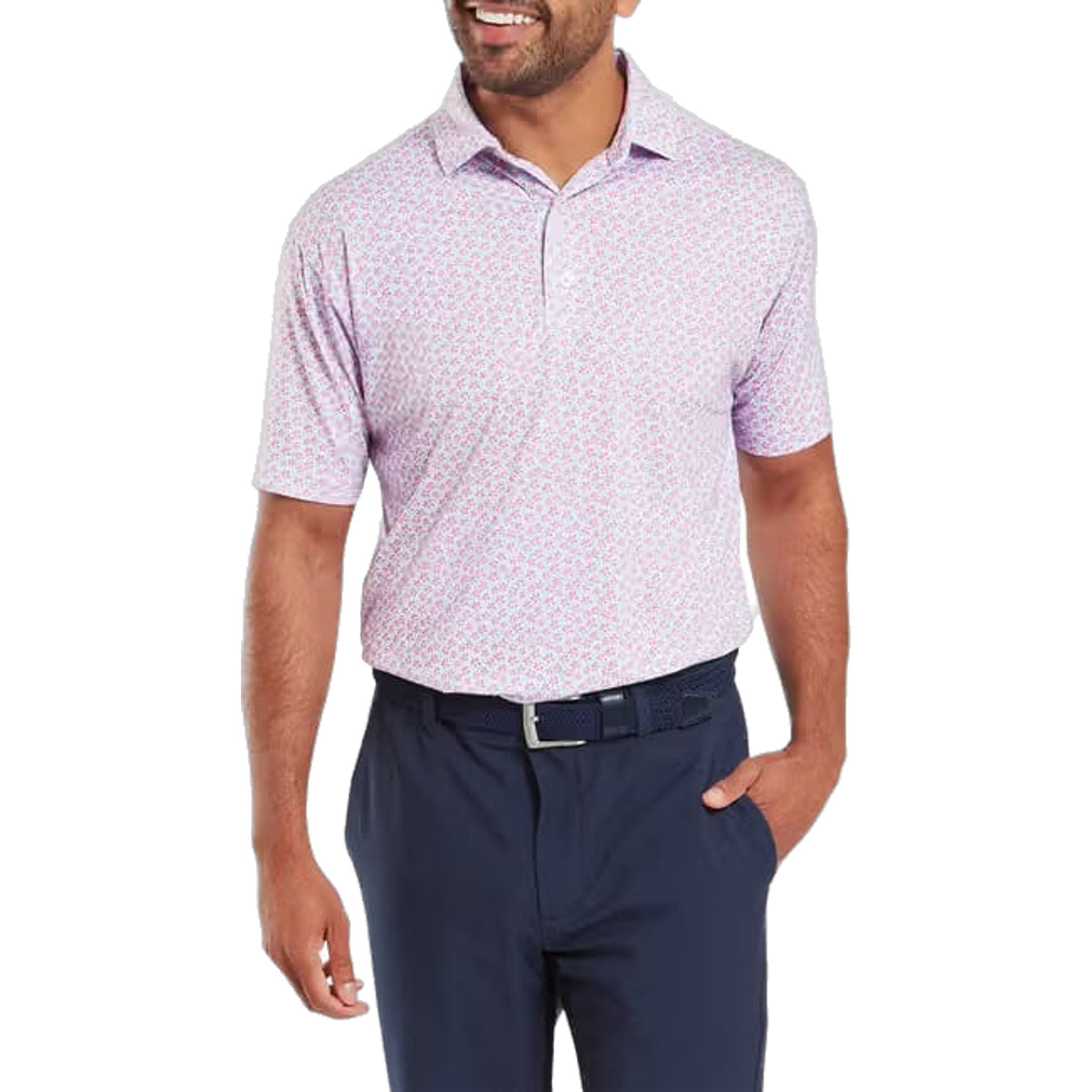 Footjoy Floral Sketch Print Lisle Polo Herren